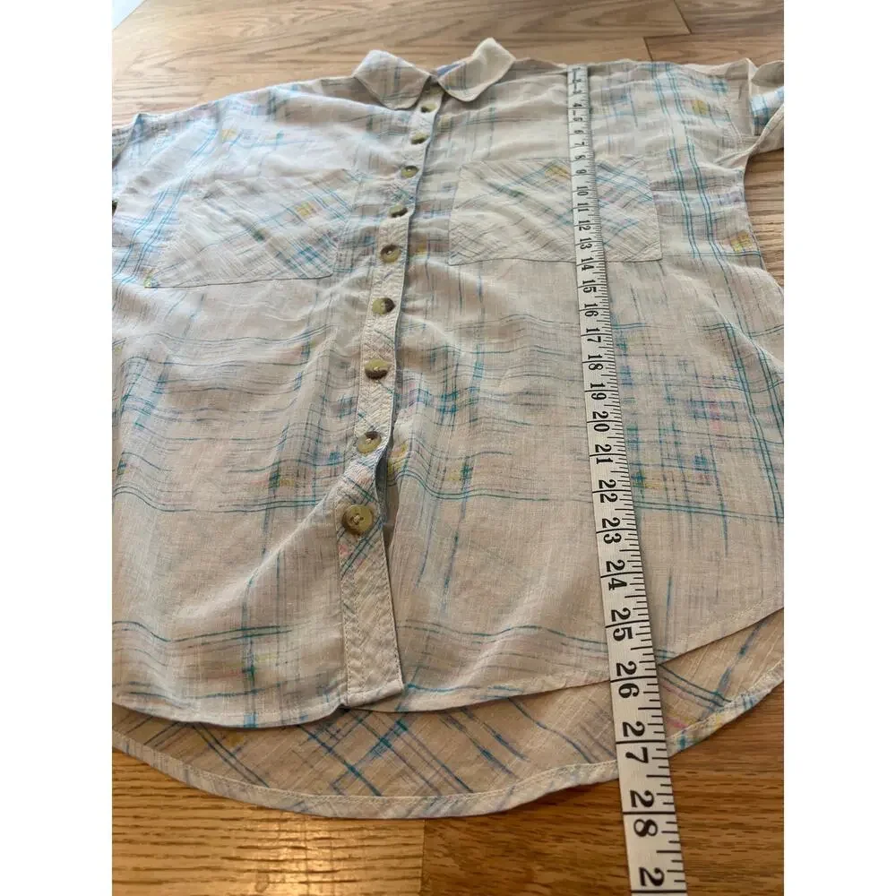 Free People Shore Vibes Plaid Long Sleeve Button Up